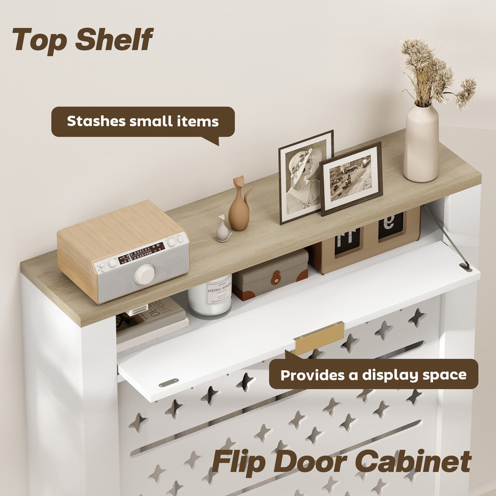 HOMCOM White Single Flip Shelf Heater Cover 78 x 19 x 95.5cm Image 8