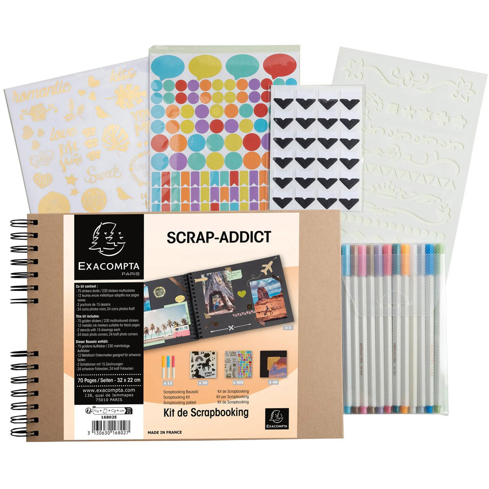 Exacompta Scrap-Addict Brown Kraft Spiral Scrapbook Kit 70 Pages 210 Photos Image 6