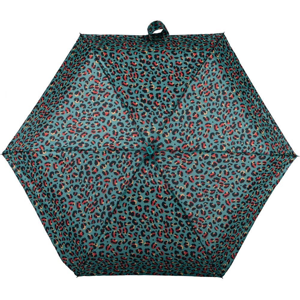 Wilko By Totes Teal Animal Print Compact Umbrella Image 2