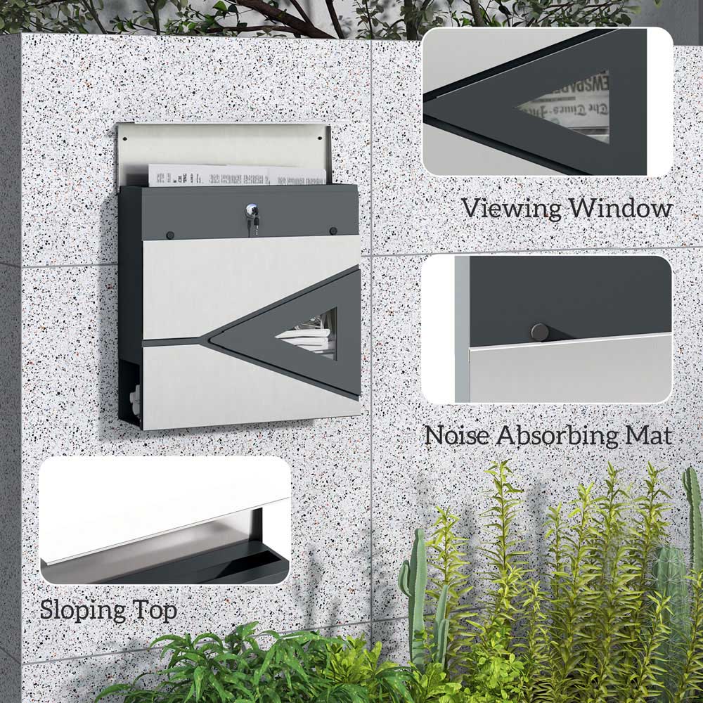 HOMCOM Weatherproof Wall Mounted Mailbox with Lock Image 6