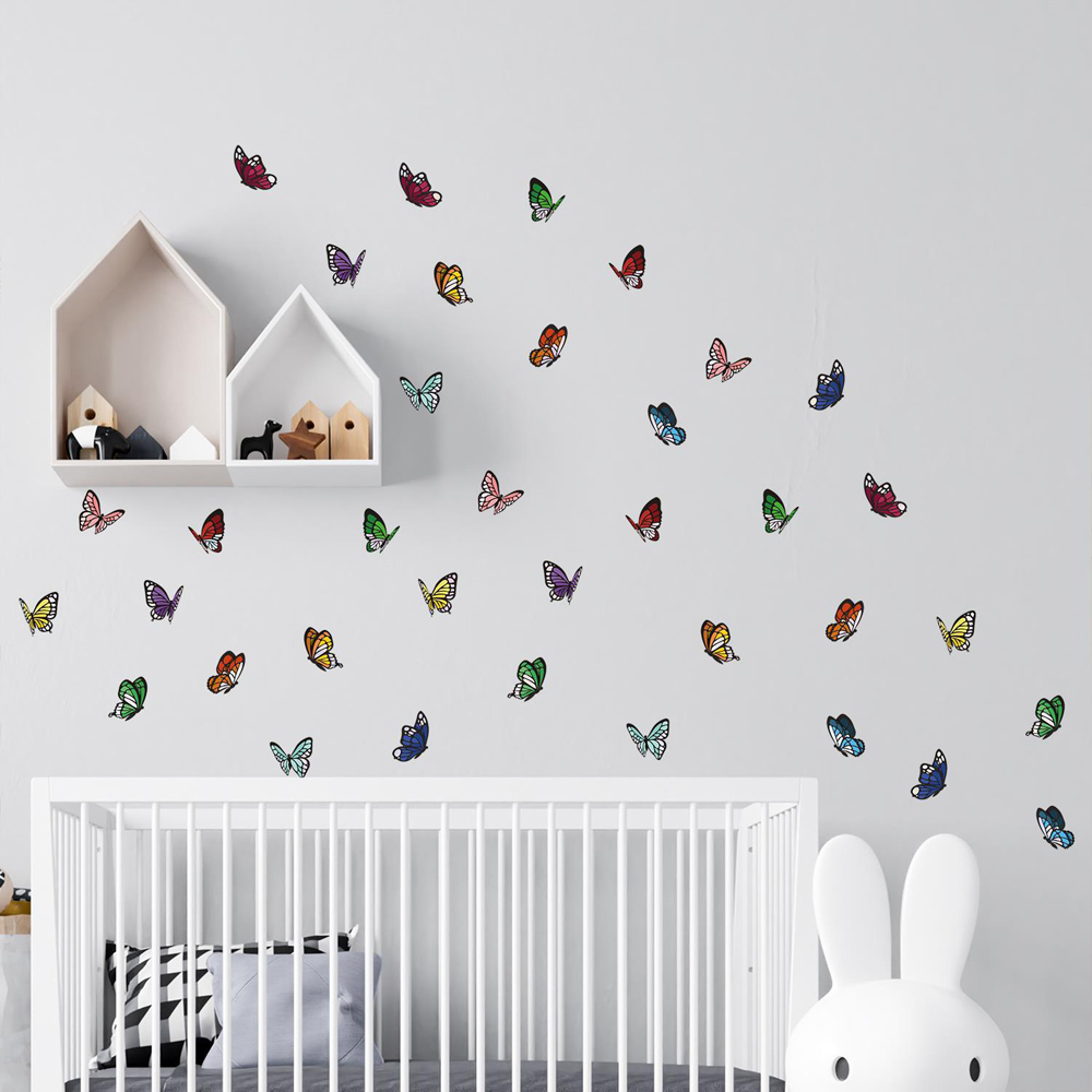 Walplus Kids Colourful Holographic Lace Butterflies Self Adhesive Wall Stickers Image 3