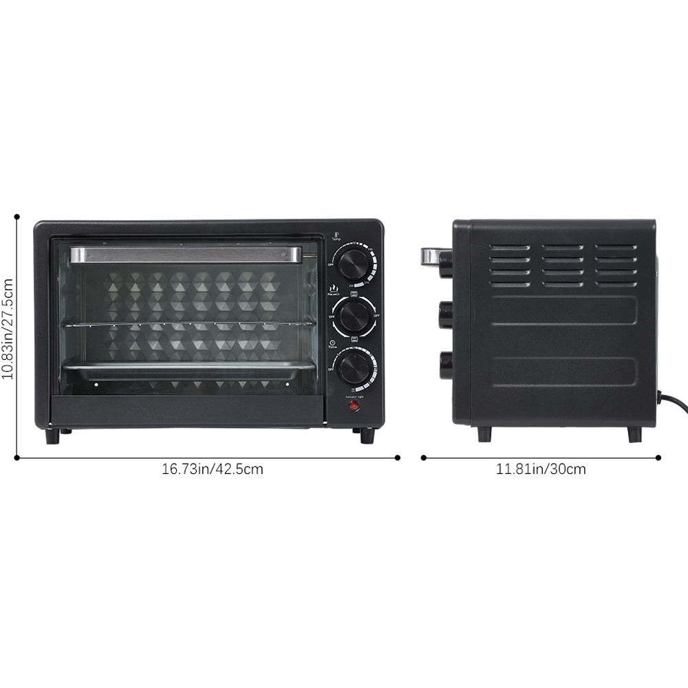 Living and Home EK090005 Black 25L Countertop Toaster Oven with Baking Tray and Rack 1500W Image 8