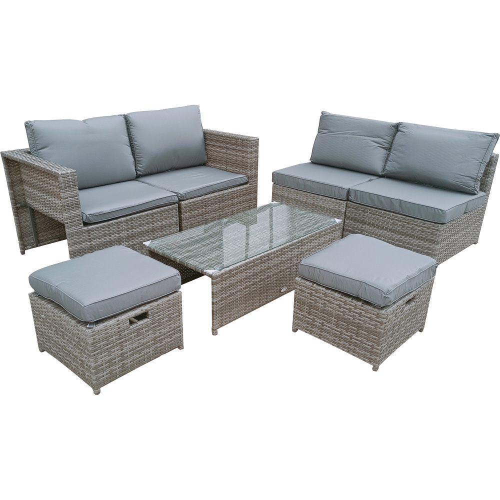 Furniture One 6 Seater Grey Rattan Garden Dining Set with Cushion Image 2