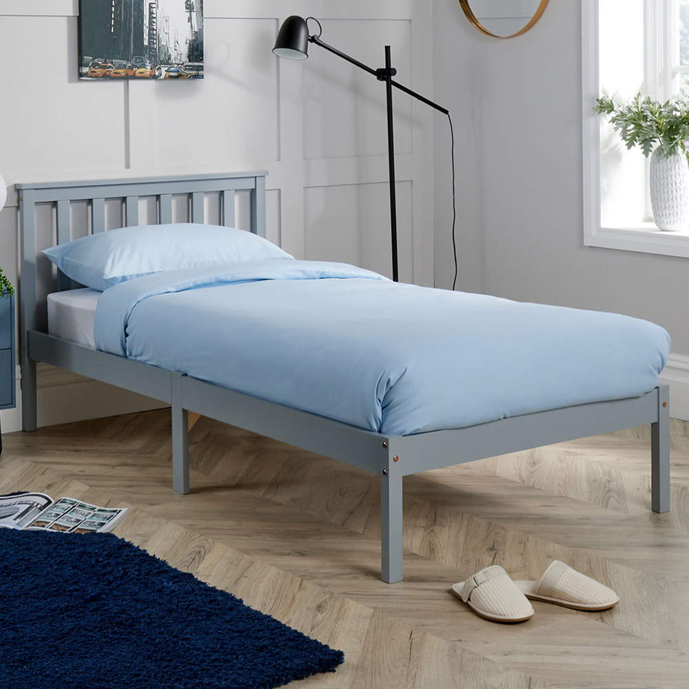 Home Source Florida Single Grey Low End Wooden Bed Image 1