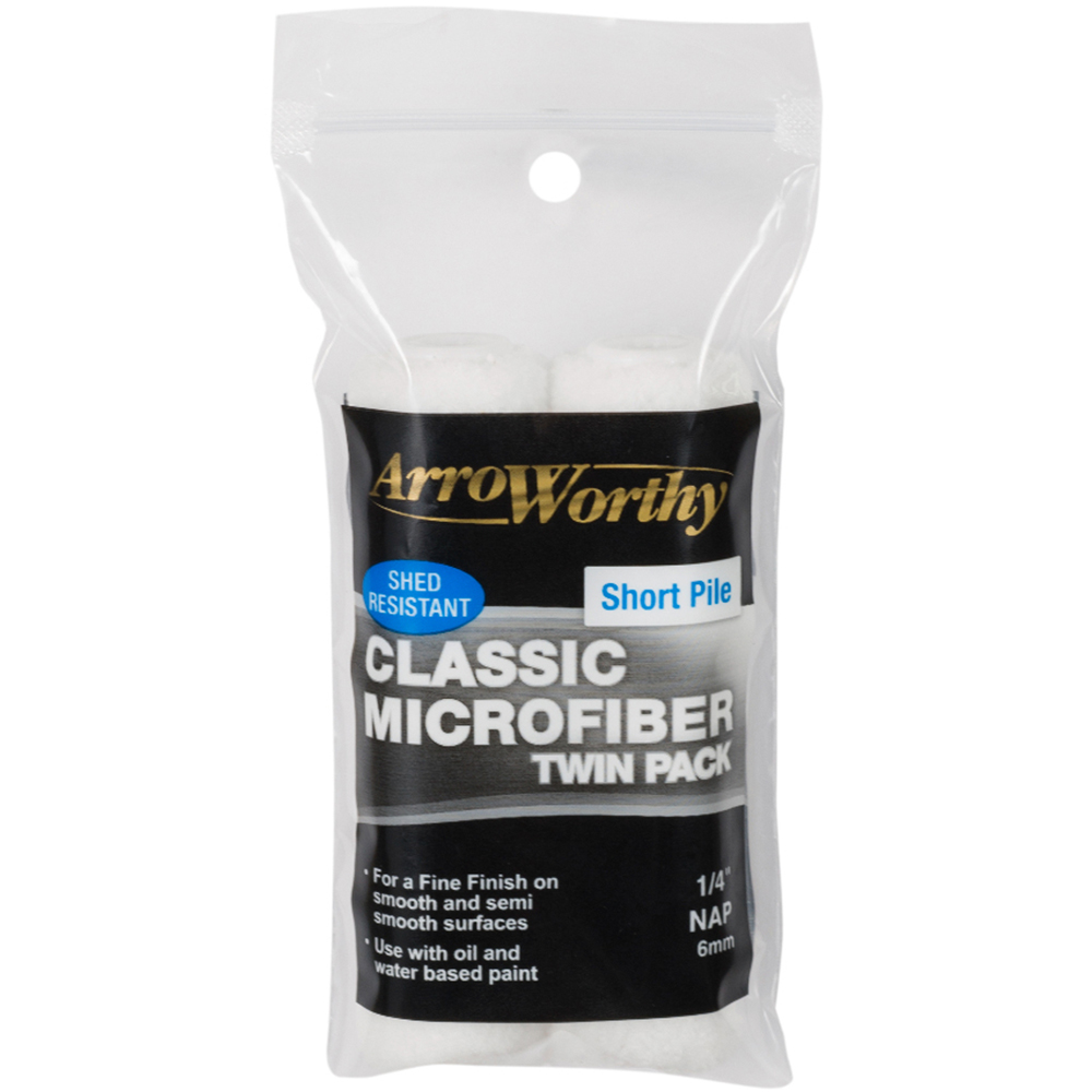 ArroWorthy Classic 2 Pack 4 inch Short Pile Microfibre Mini Roller Sleeve Image