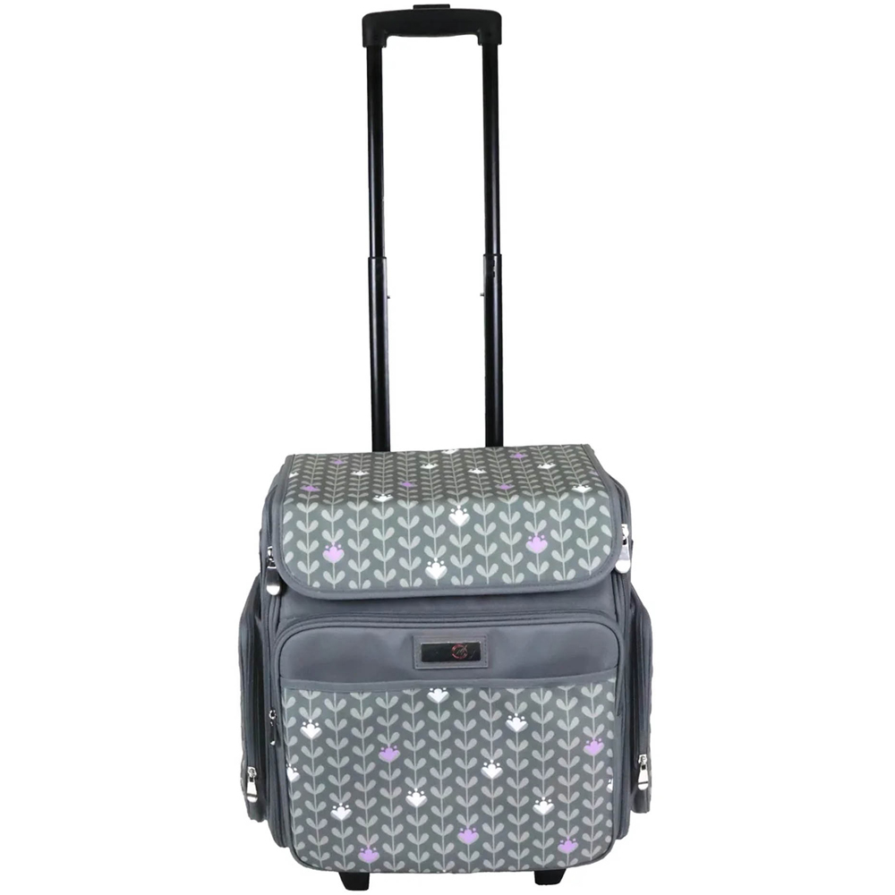 Everything Mary EVM12737-11 Grey and Purple Rolling Tote Bag 35.6 x 21.6 x 38.7cm Image 3