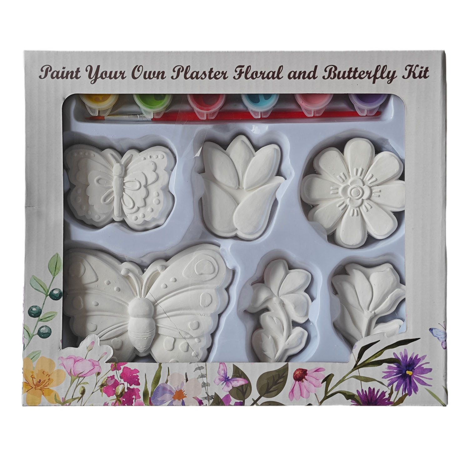 Paint Your Own Plaster Floral and Butterfly Kit - White Image 1