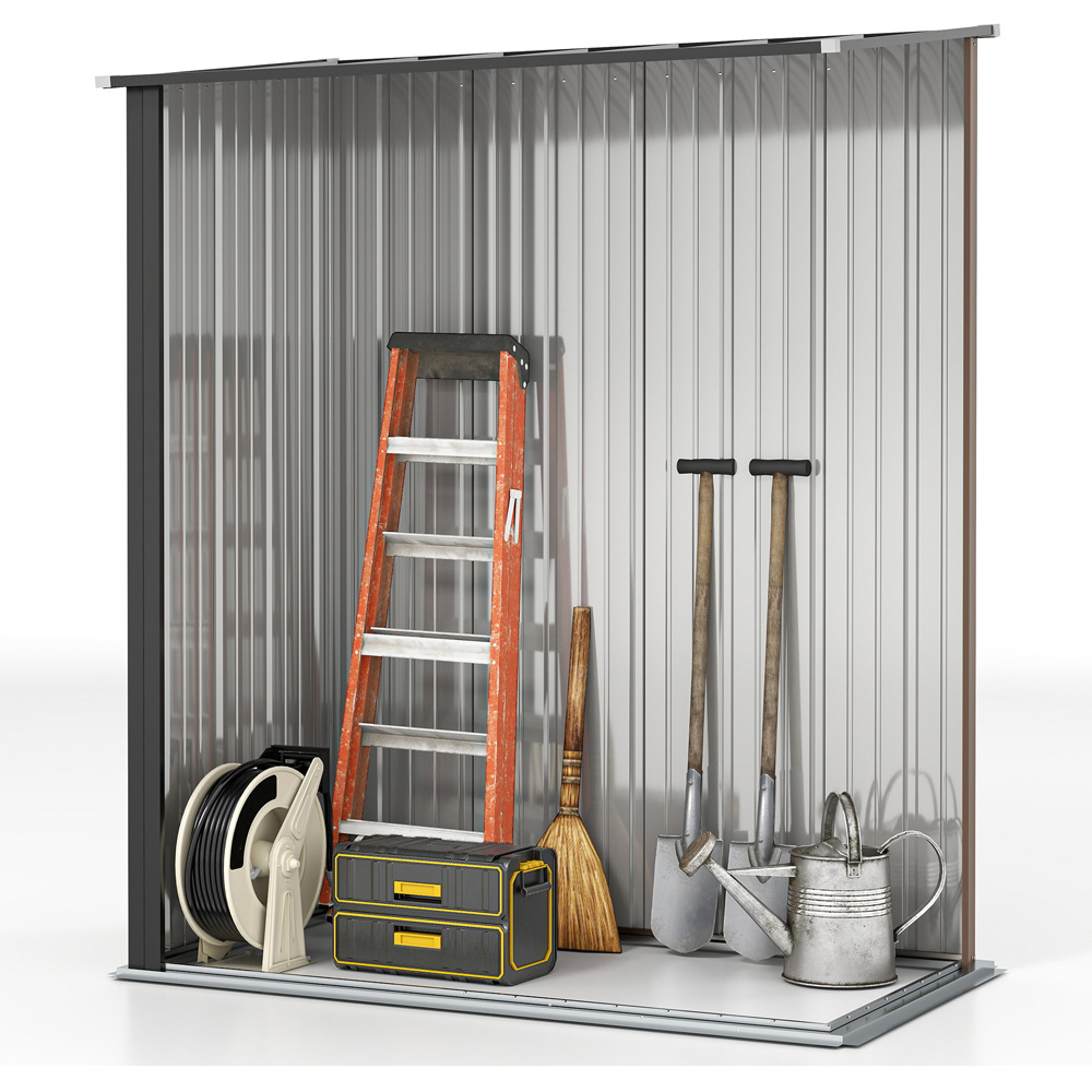 Outsunny 5.3 x 3.1ft Brown Metal Pent Garden Shed Image 3