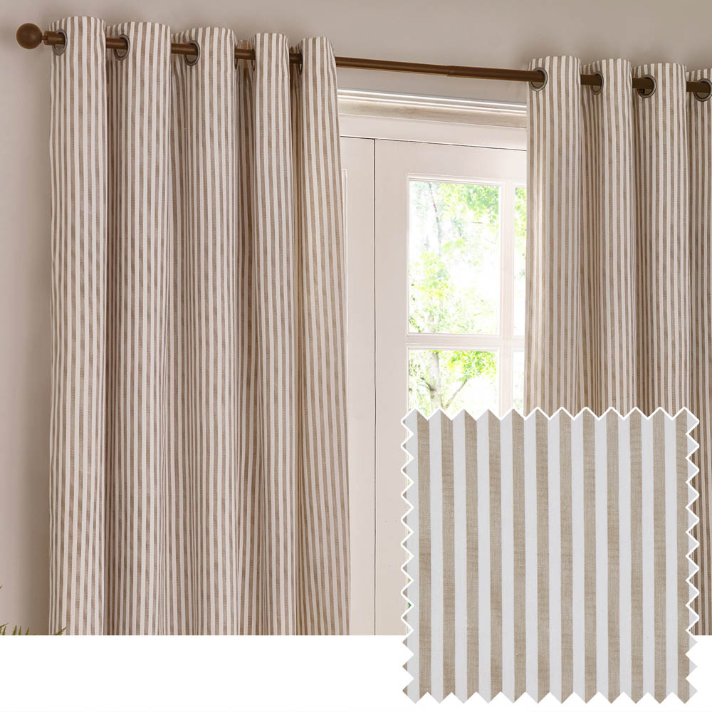 Yard Hebden Cream Striped Cotton Eyelet Curtains 168 x 183cm Image 5