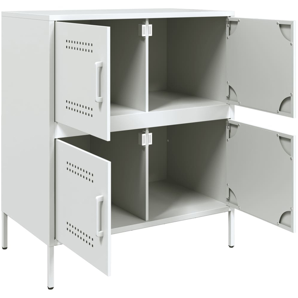 vidaXL 4 Door Steel White Sideboard Image 7