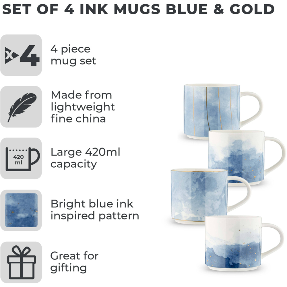 Tower Blue Ink Mug Set of 4 Image 3