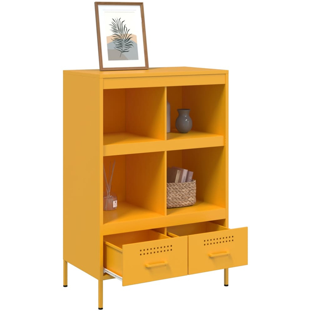 vidaXL 2 Drawer 4 Shelf Yellow Highboard Image 5