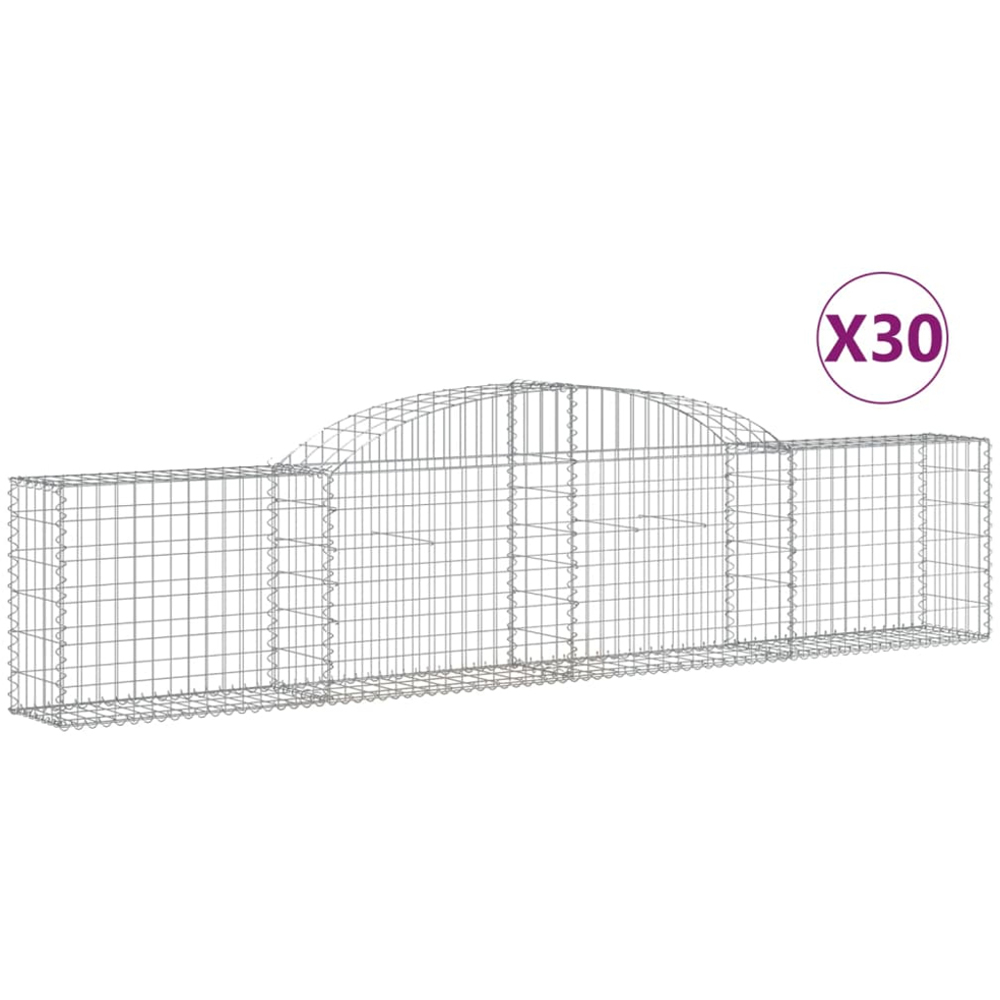 vidaXL Silver Galvanised Iron Gabion Basket 300 x 30 x 60/80cm 30 Pack Image 4