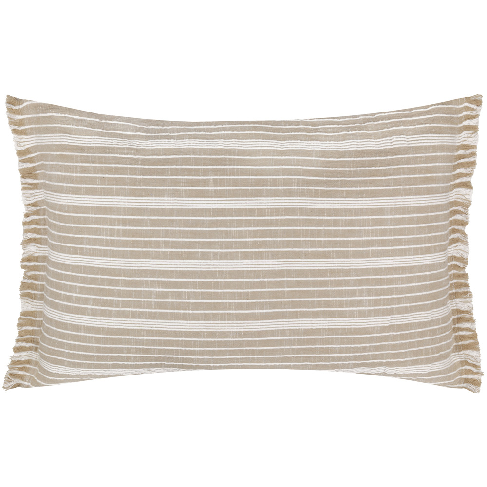 Yard Tide Textured Stripe Cream Polyester Filled Outdoor Cushion Image 1