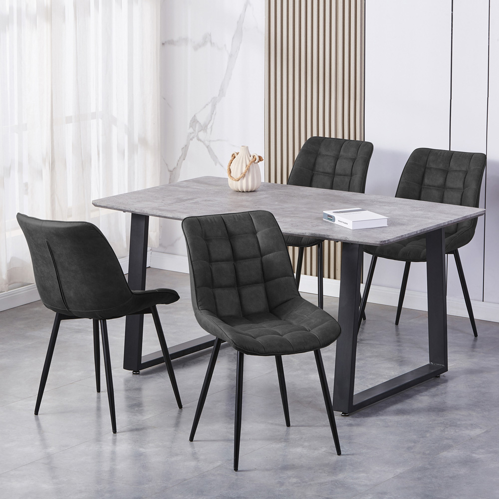 wilko Alba Set of 2 Slate Grey Suede Effect Plush Padded Dining Chairs Image 6