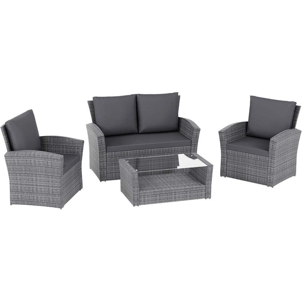 GARDEN VIDA Mylor 4 Seater Grey PE Rattan Garden Lounge Set with Cover Image 2