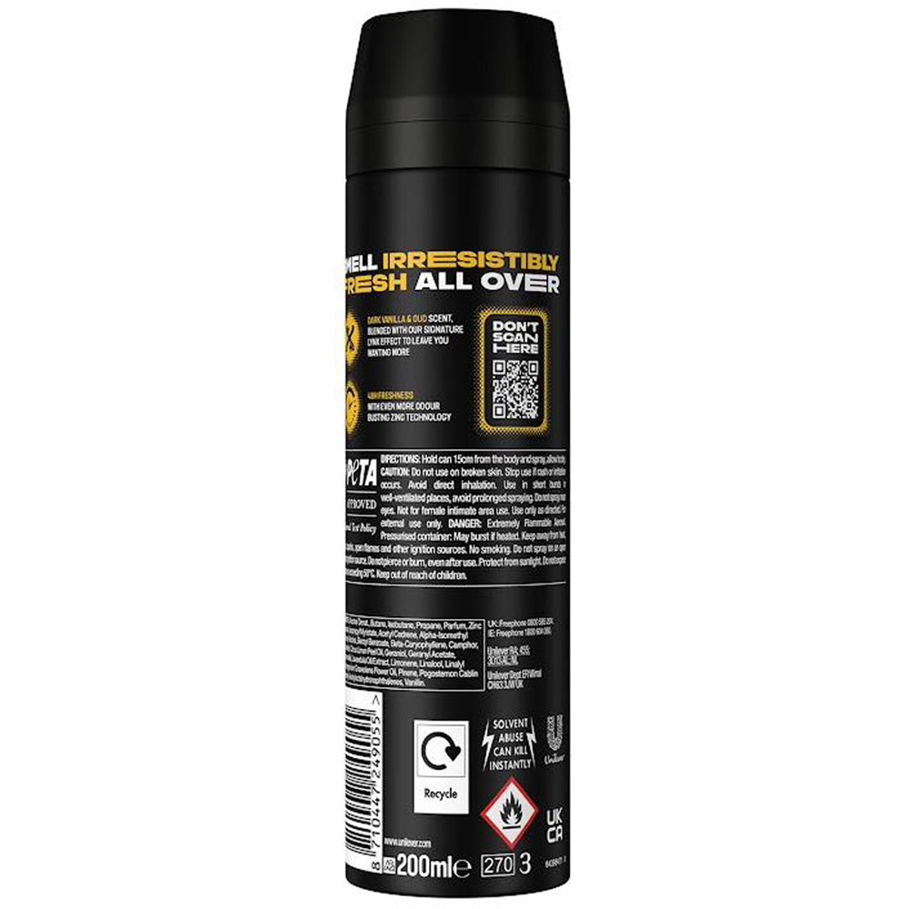 Lynx Gold Oud Wood and Fresh Vanilla 48H Protection Deodorant Body Spray 200ml 36 Pack Image 3