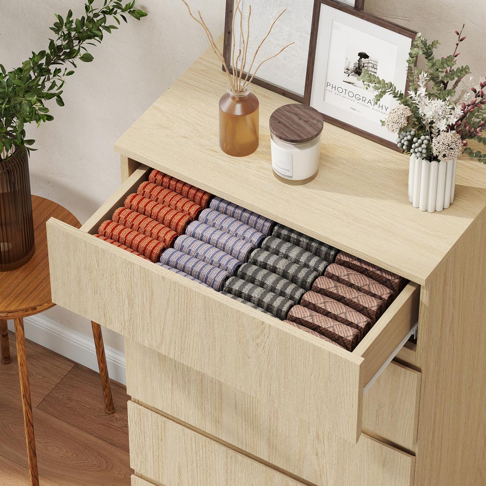Portland 5 Drawer Natural Chest of Drawers Image 3