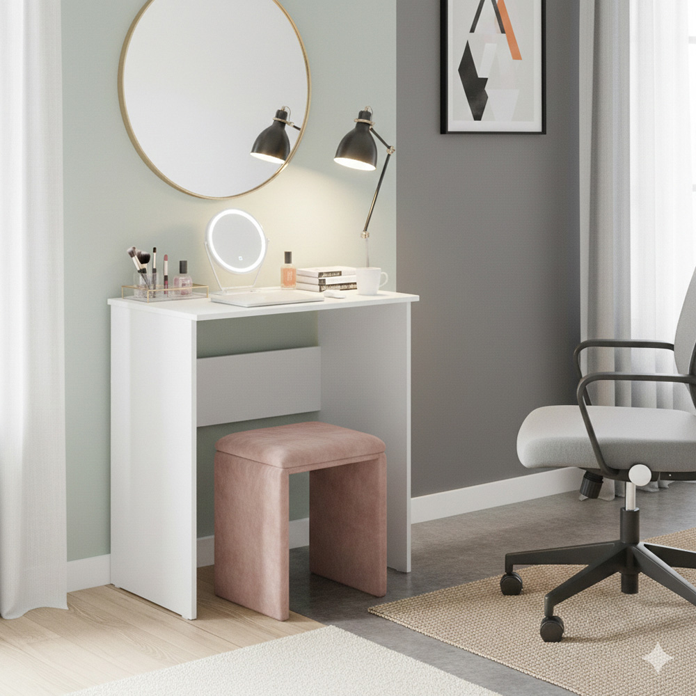 Shefa Luna Computer Desk with Keyboard Tray White Image 4