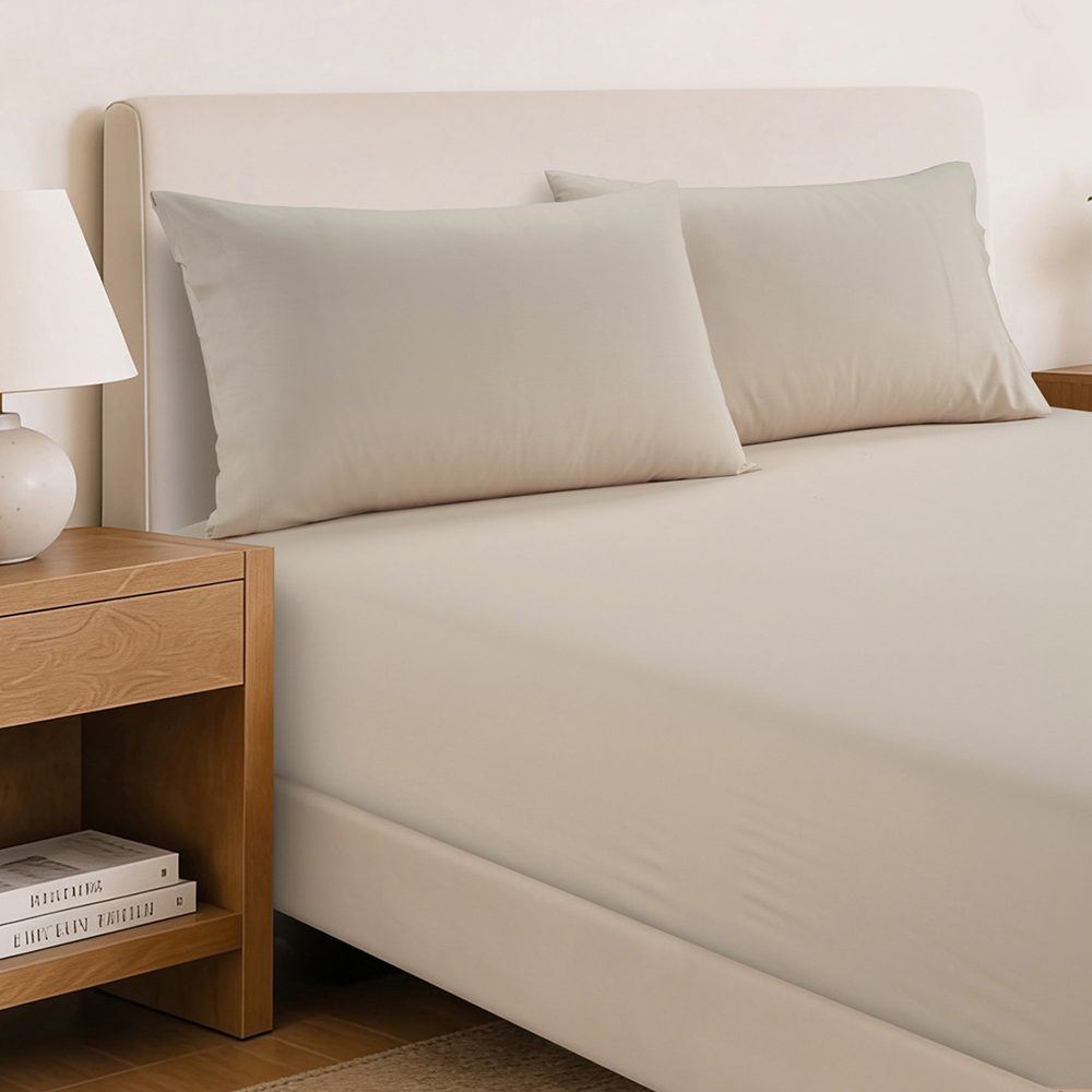 Egyptian Cotton Oxford Pillowcase Pair Natural Image 2