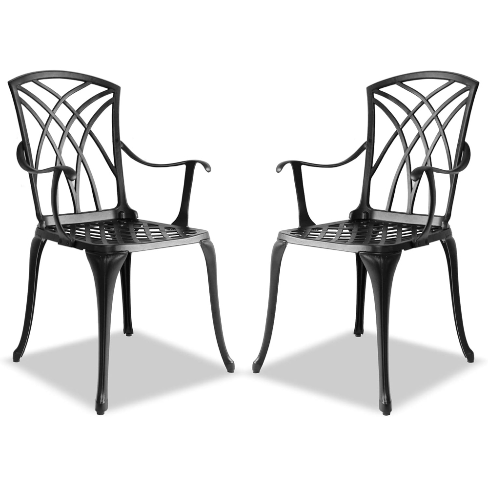 Centurion Oshowa Set of 2 Black Garden Bistro Chairs with Armrests Image 6