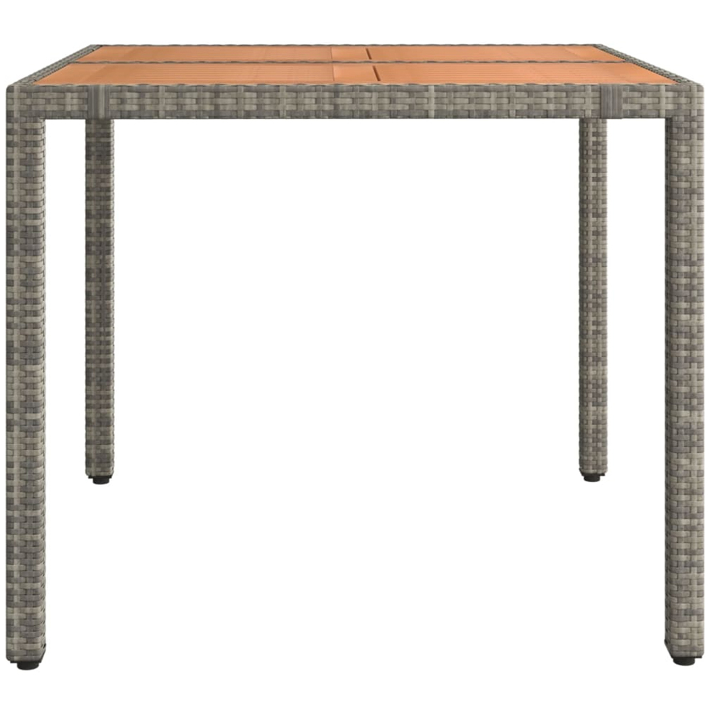 vidaXL 2 Seater Grey Polyrattan and Wooden Tabletop Garden Table Image 4