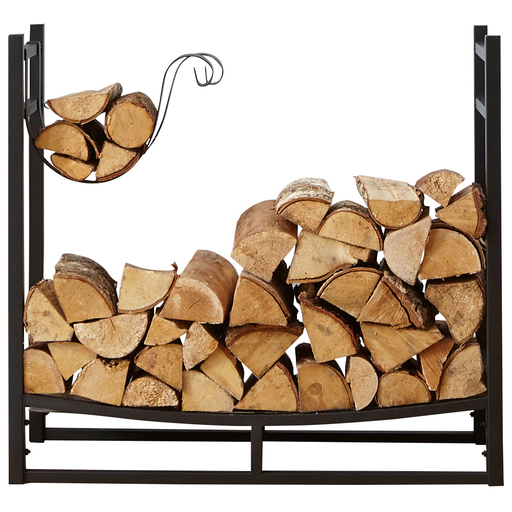 Neo Black Firewood Log Rack with Hooks Image 1