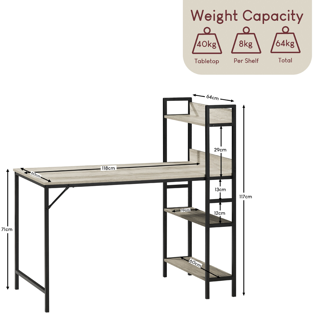 Vida Designs Brooklyn Grey Computer Desk with 3 Shelf Image 9