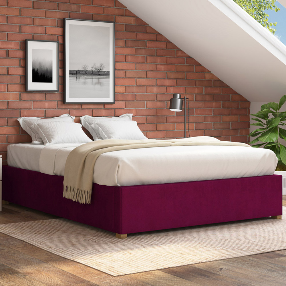 Aspire Furniture Super King Size Berry Plush Platform Ottoman Bed Image 1