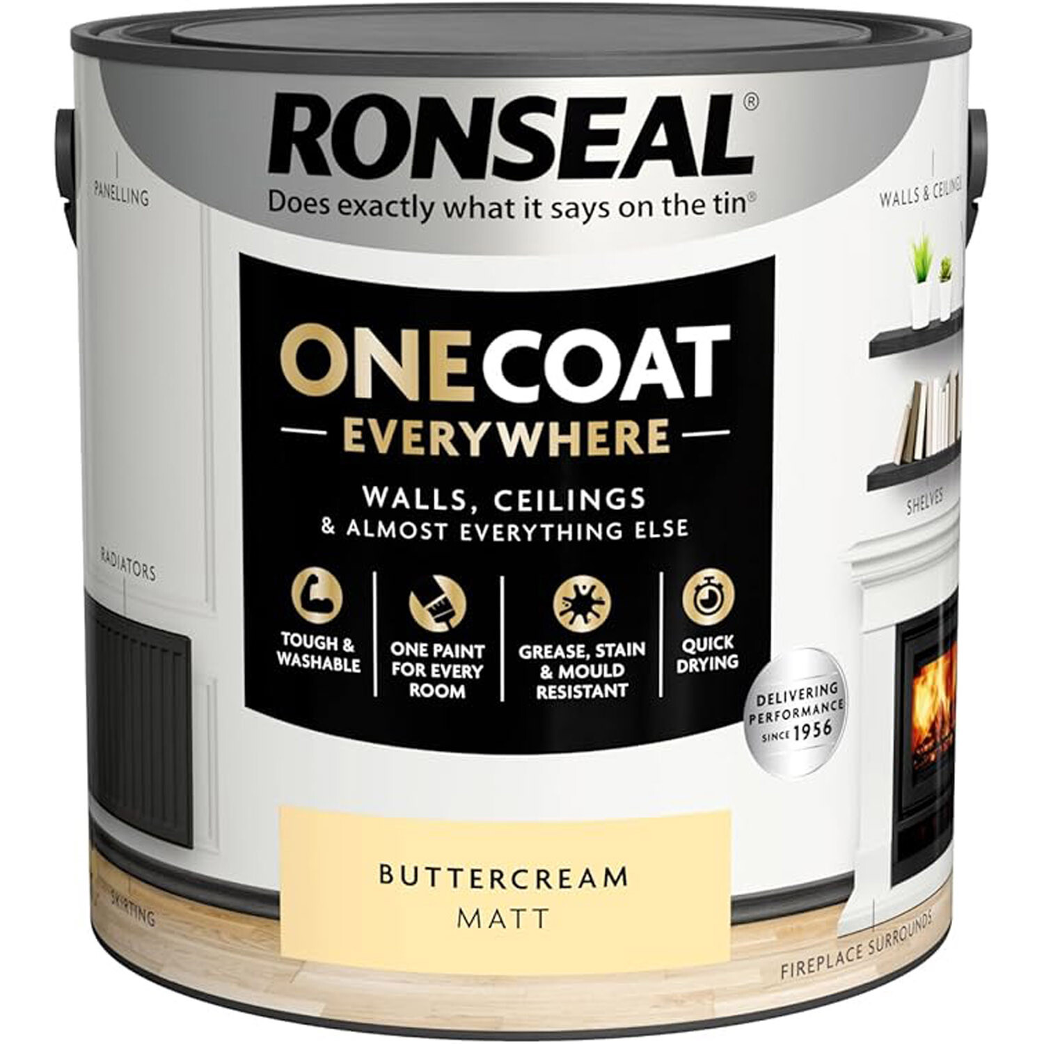 Ronseal One Coat Everywhere Interior Paint Buttercream 2.5l Image 2