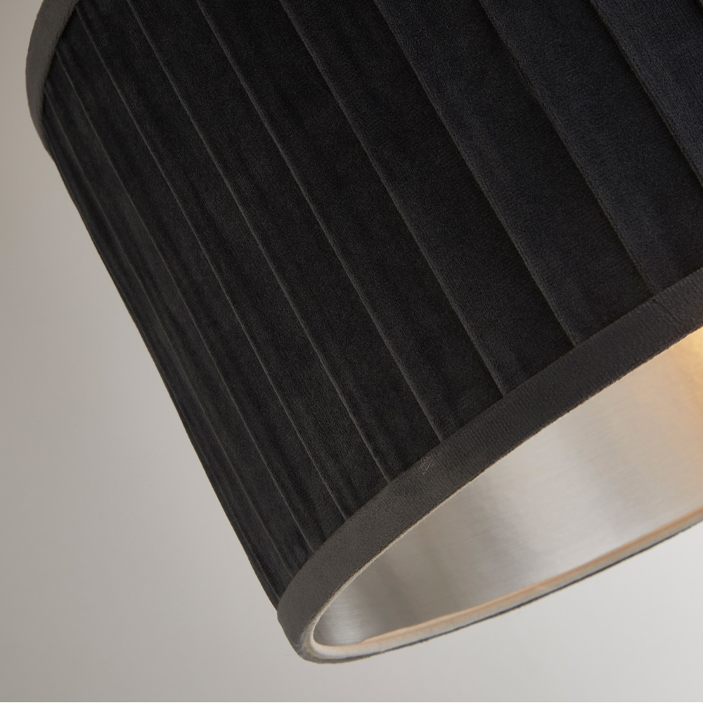 Lighting Collection Grey Metallic Silver Inner Pleated Velvet Shade Image 4