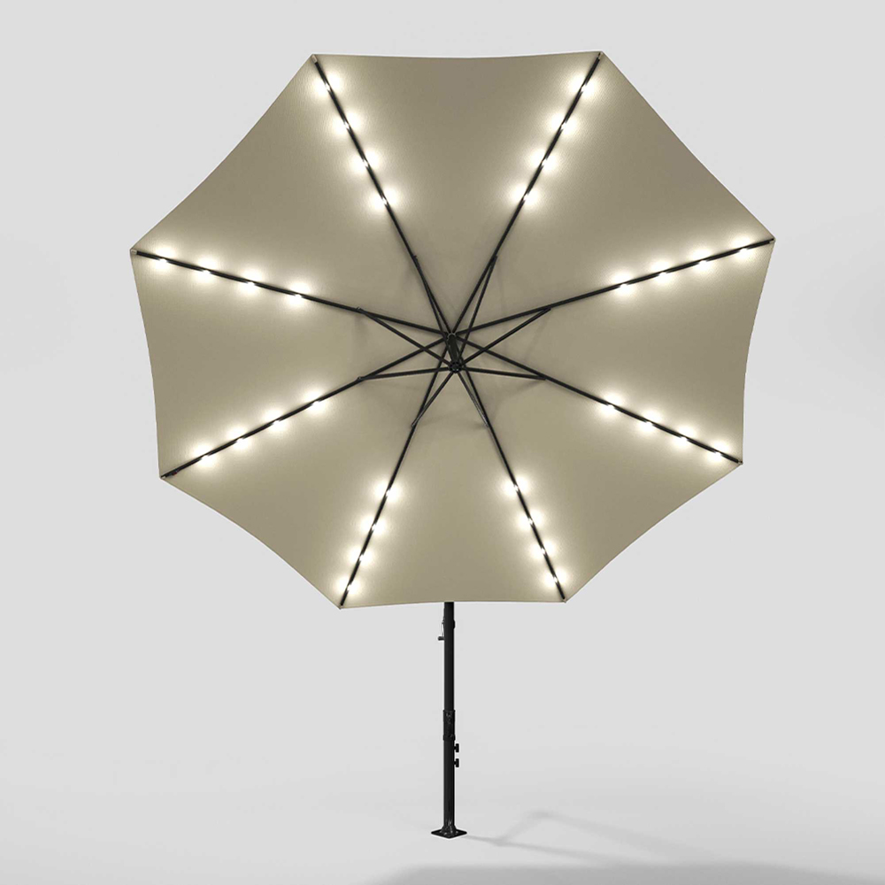 Living and Home Beige LED Cantilever Parasol 3m Image 7