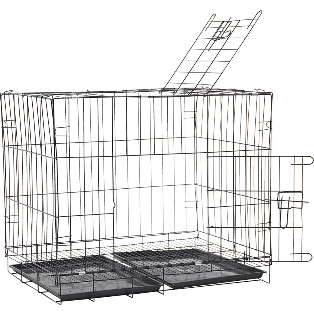H&O Direct 2 Door Wire Dog Crate with Tray 85 x 60cm Image 3