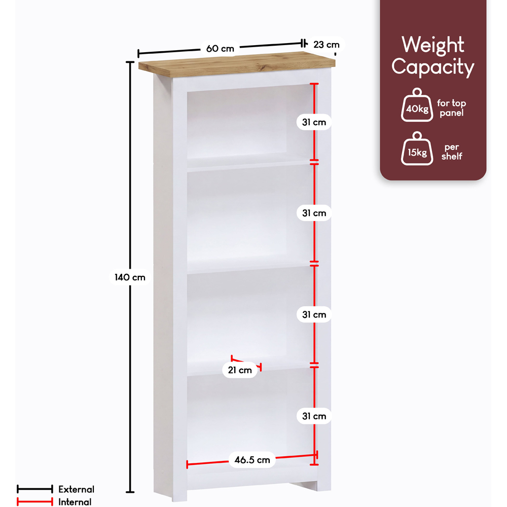 VIDA DESIGNS Arlington 4 Shelf White Bookcase Image 9