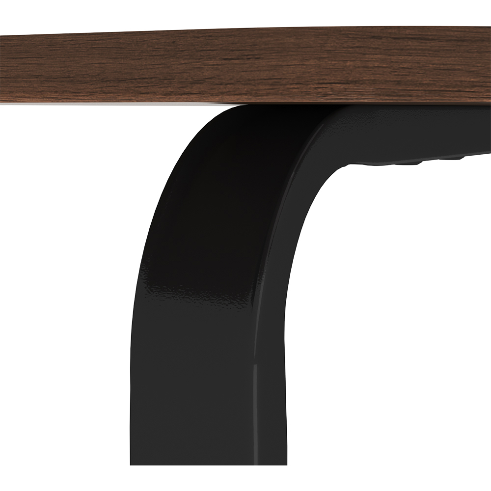 Living and Home Walnut C-Shaped Side Table with Metal Frame Image 6