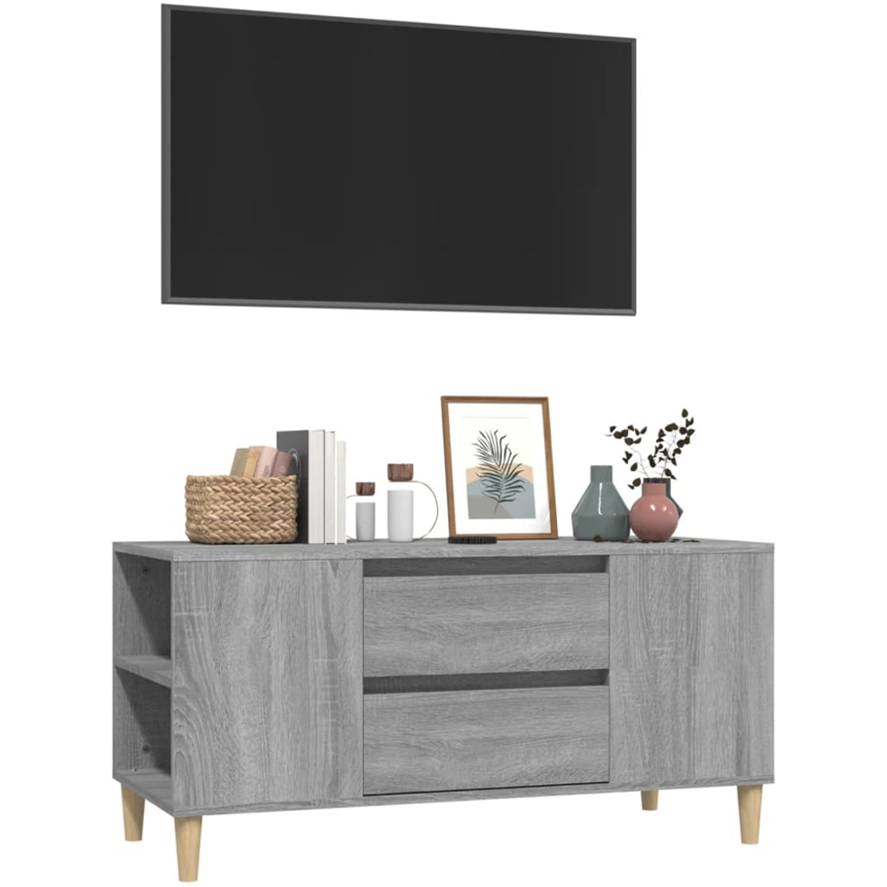 vidaXL 2 Drawer 4 Shelf Grey Sonoma TV Cabinet Image 3