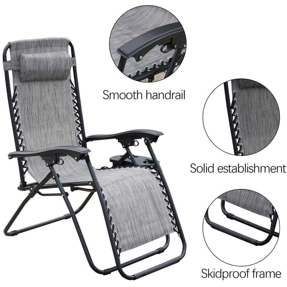 Alivio Set of 2 Grey Foldable Sun Loungers Image 4