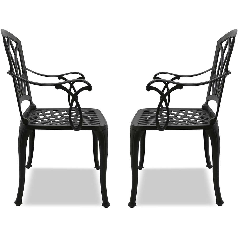 Centurion Positano Set of 2 Black Garden Bistro Chairs with Armrests Image 6