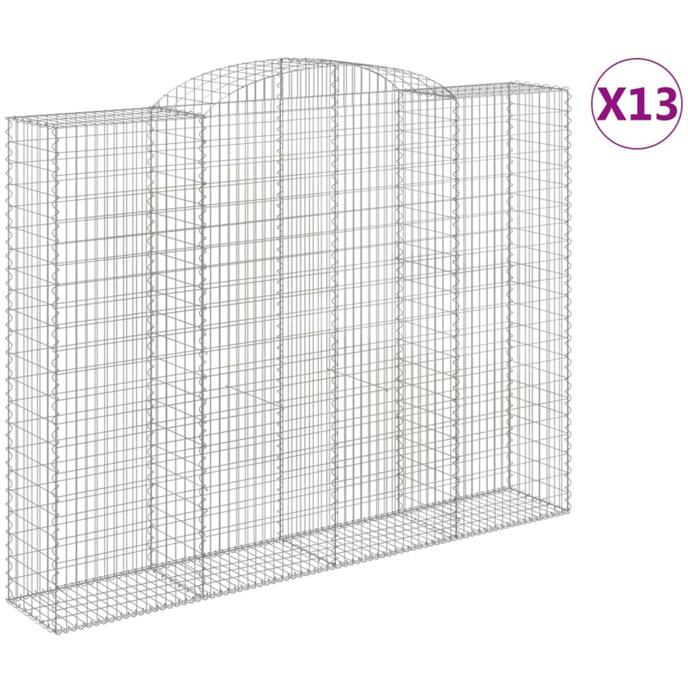 vidaXL Silver Galvanised Iron Arched Gabion Basket 220/240 x 50 x 300cm 13 Pack Image 2