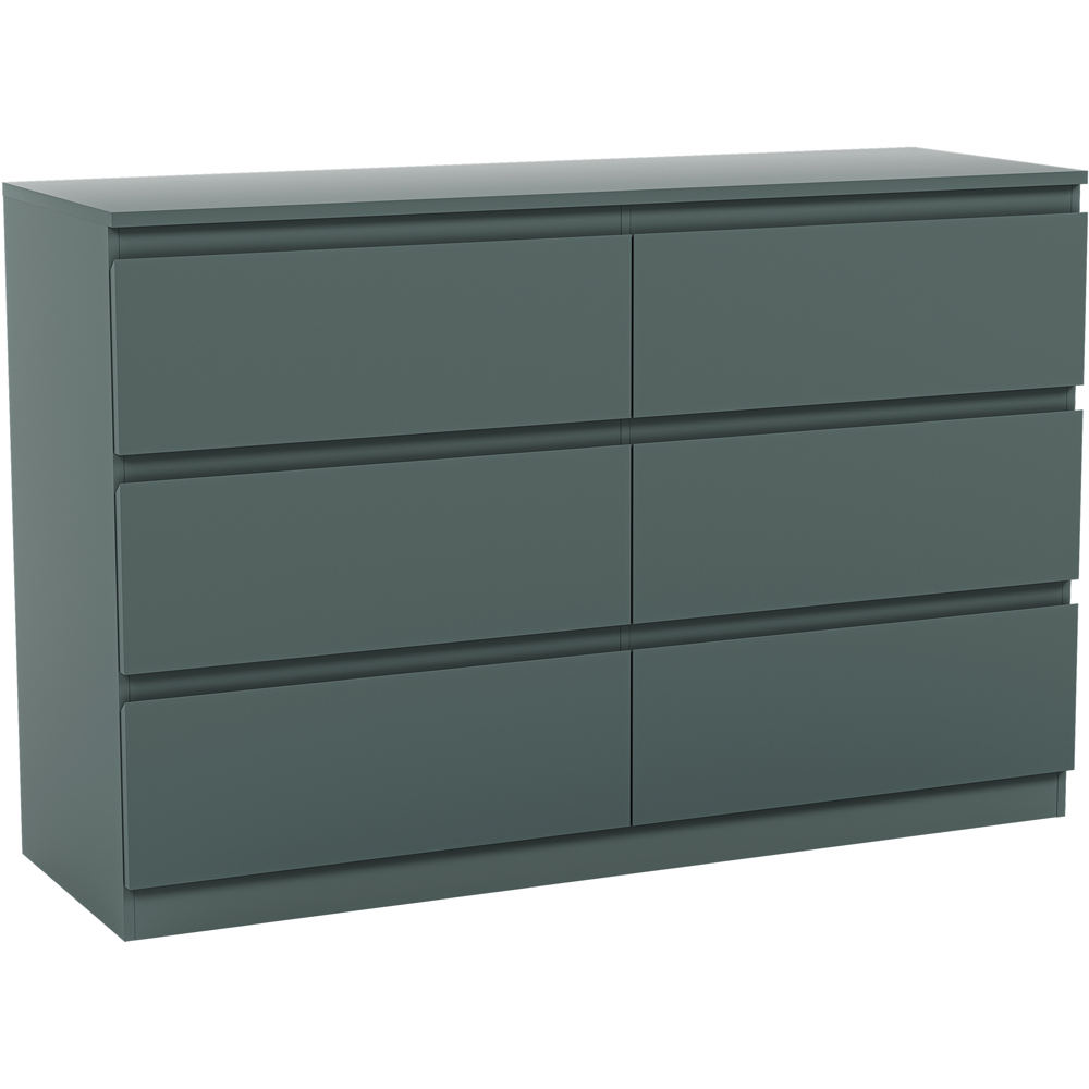 VIDA DESIGNS Denver Jasper Green 6 Drawer Bedside Table Image 2