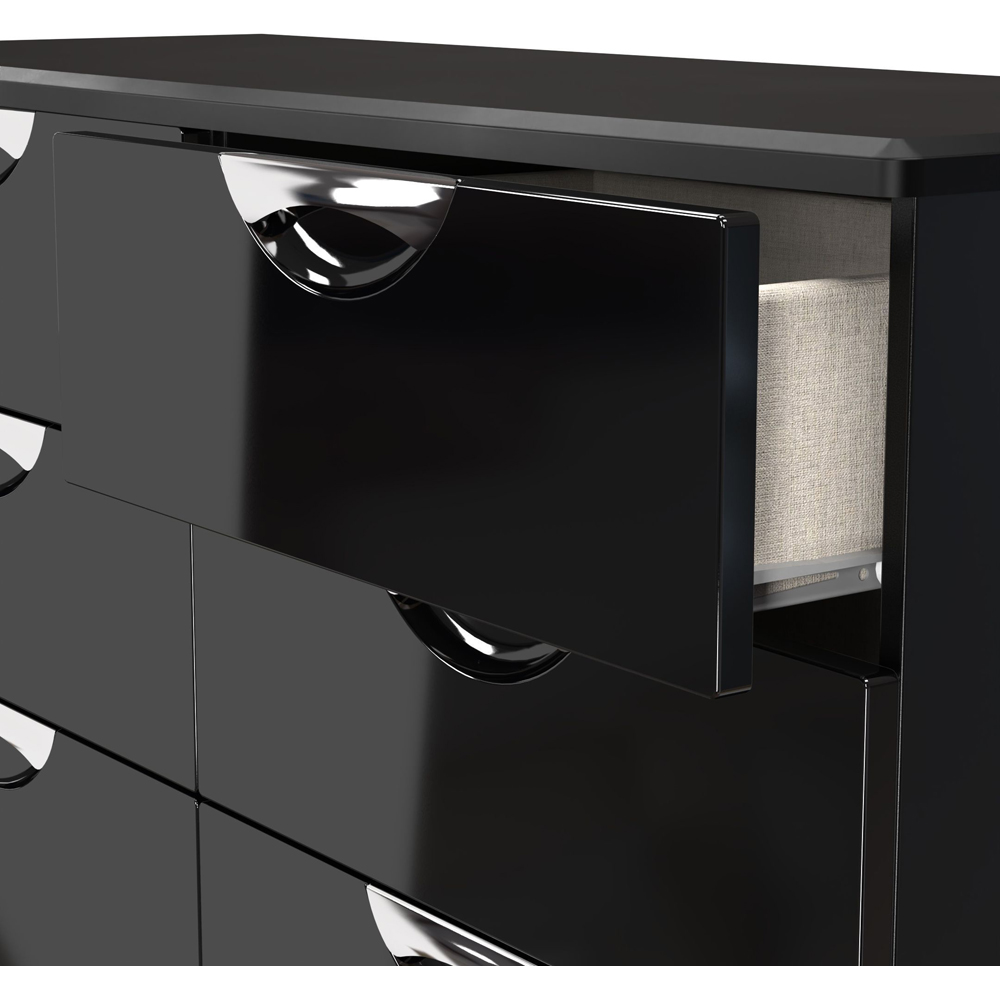 Crowndale Camden 6 Drawer Black Gloss and Black Wide Chest of Drawers Ready Assembled Image 6