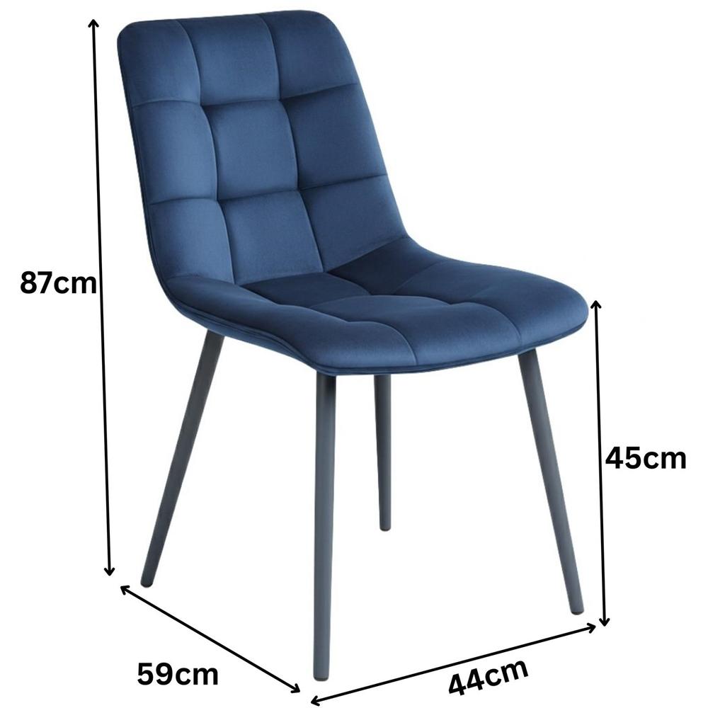 Portland 4 Seater Velvet Tufted Wooden Tabletop Dining Set Blue Image 9