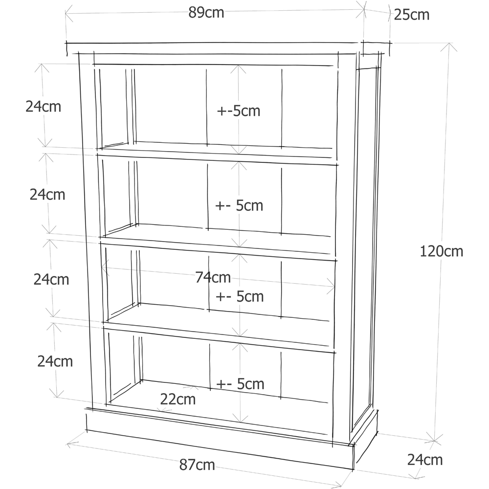 Bomporto 4 Shelf Light Grey Wide Bookcase Image 9