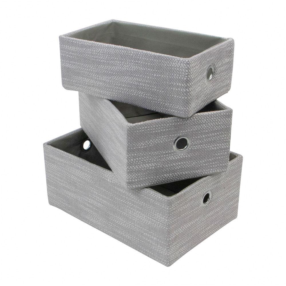 JVL Serena Light Grey Rectangular Storage Basket 3 Pack Image 4