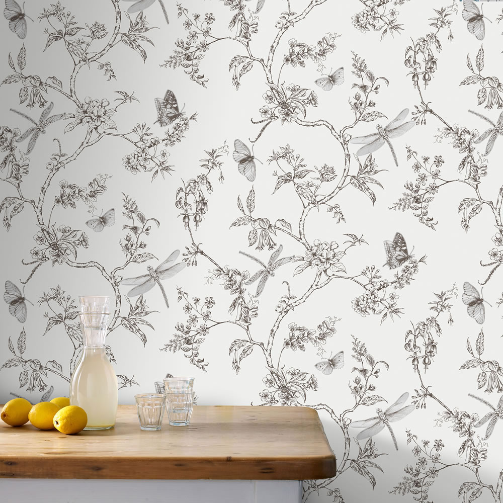 Superfresco Easy Nature Trail White and Grey Mica Wallpaper Image 2