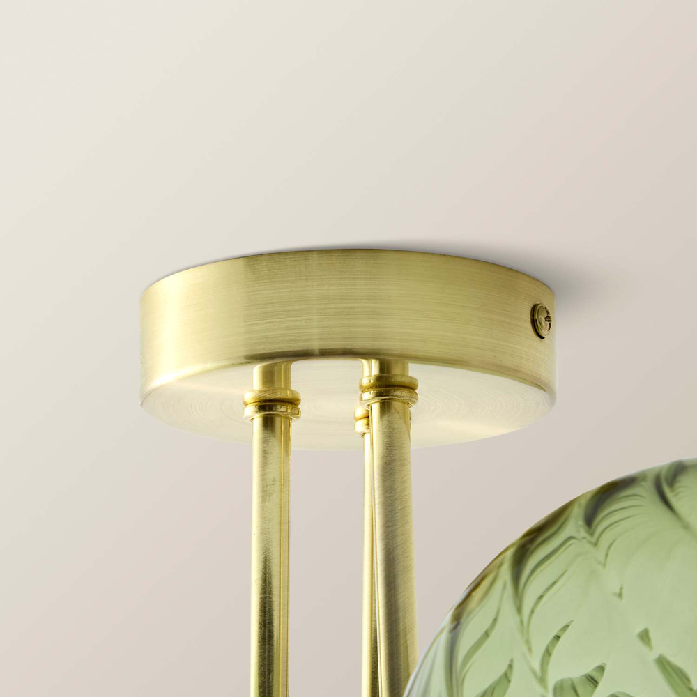 ValueLights Sydney Brushed Gold 3-Arm Chandelier with Glass Shade and Bulb Image 5