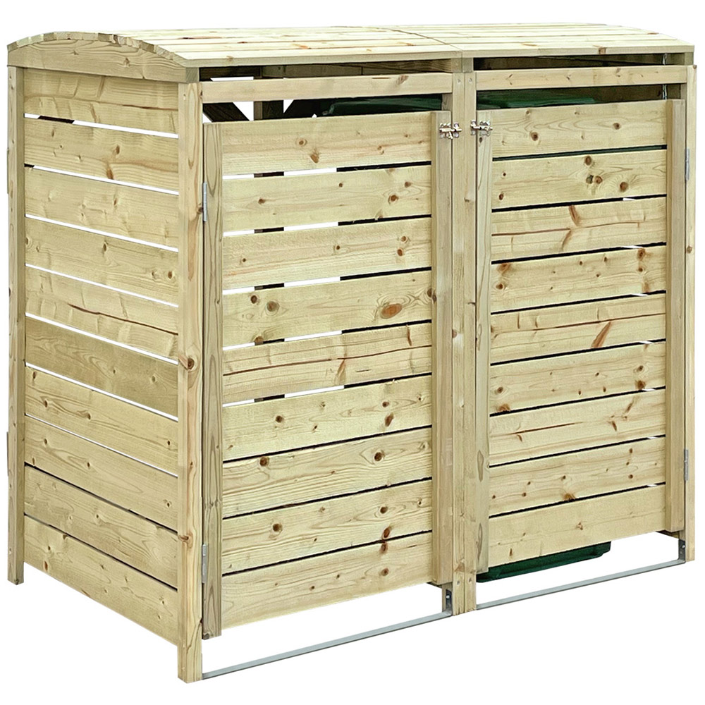 Charles Bentley Wood Double Bin Storage Cupboard Image 1
