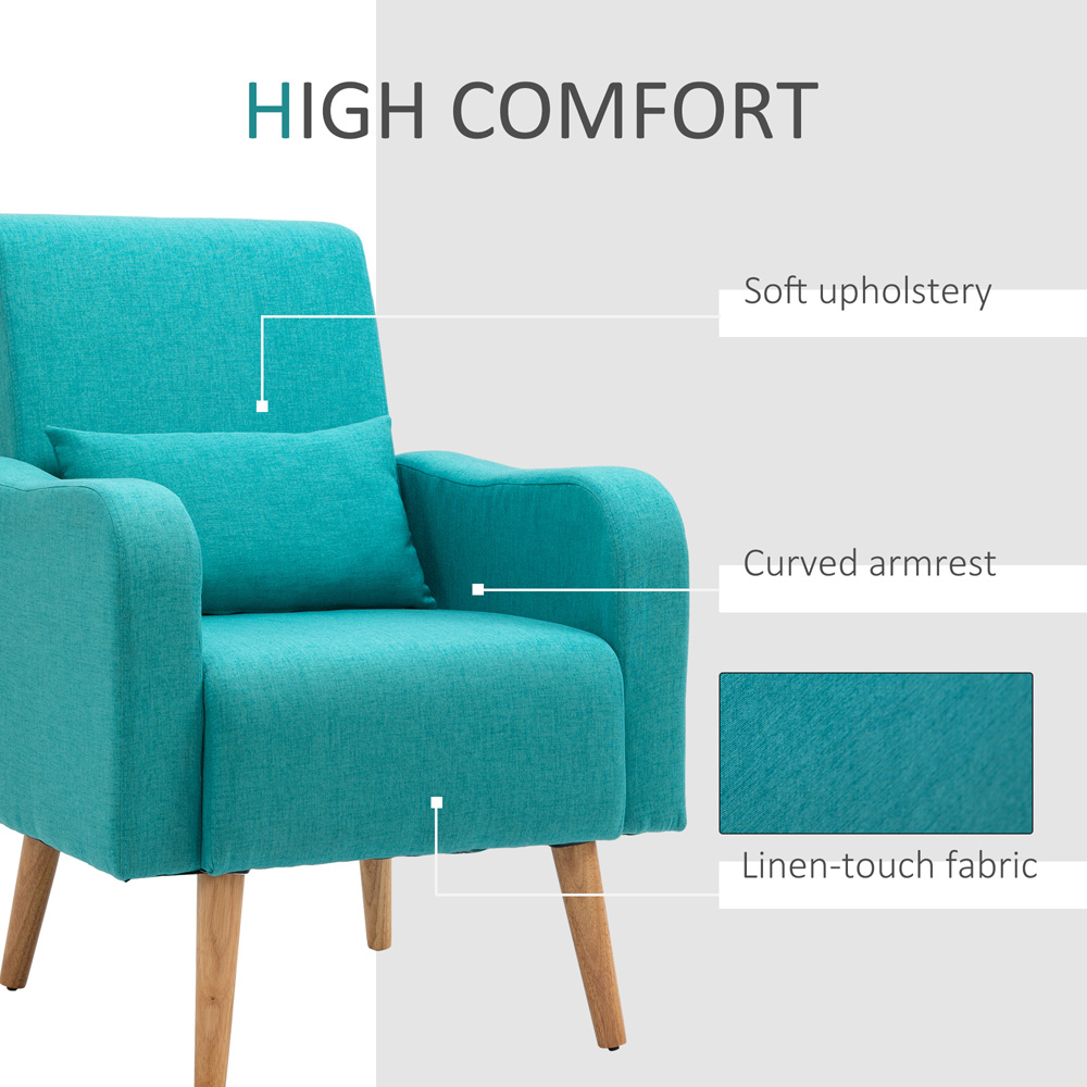 Portland Chloe Teal Linen Accent Chair Image 4