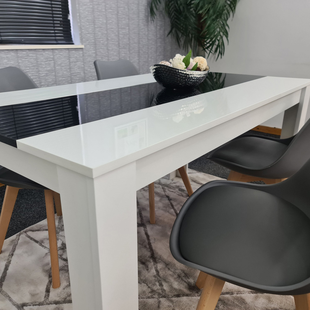 Portland Plastic Leather and Wood 4 Seater Dining Set Grey White and Black Image 3