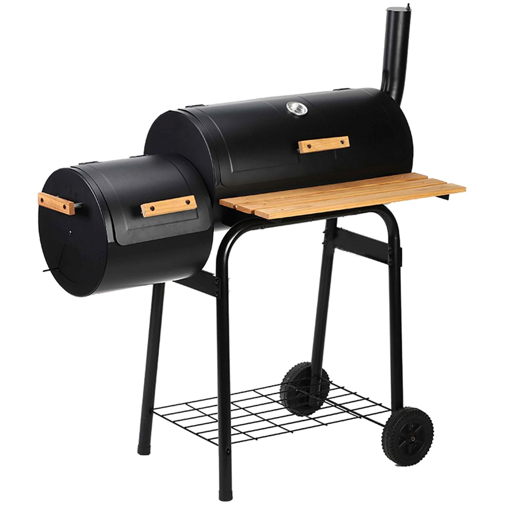 Eurotrade Black Barrel Portable Charcoal BBQ Grill Smoker Image 1